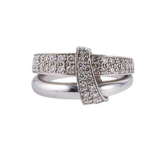 Asprey 18k Gold Diamond 2 Band Ring
