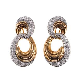14k Gold Diamond Large Drop Earrings