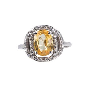 14k Gold Diamond Yellow Gemstone Ring