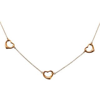 Tiffany &amp; Co Peretti 18k Gold Open Heart Station Necklace