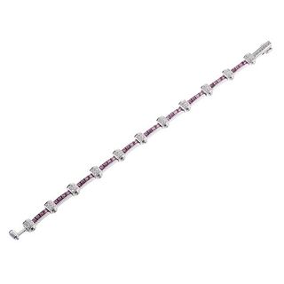 Charriol 18k Gold Diamond Pink Sapphire Bracelet
