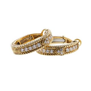 Judith Ripka 18k Gold Diamond Hoop Earrings