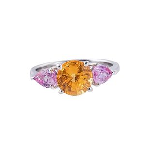18k Gold Yellow Pink Sapphire Ring