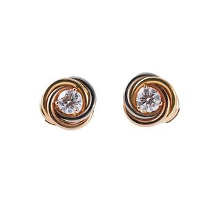 Cartier Trinity 18k Gold Diamond Stud Earrings