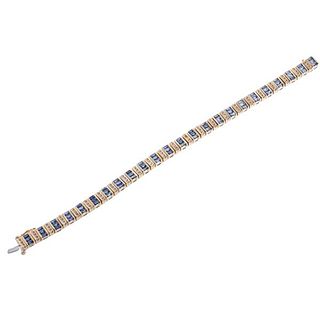 14k Gold Diamond Sapphire Bracelet