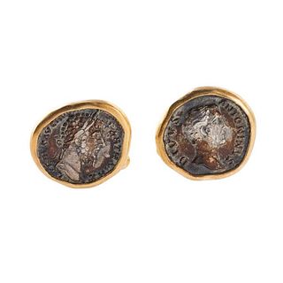 22k Gold Diamond Coin Cufflnks