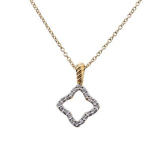 David Yurman Albion 18k Gold Diamond Pendant Necklace 