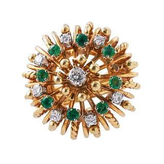 18k Gold Emerald Diamond Cocktail Ring