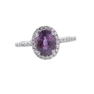 18k Gold Pink Sapphire Diamond Ring