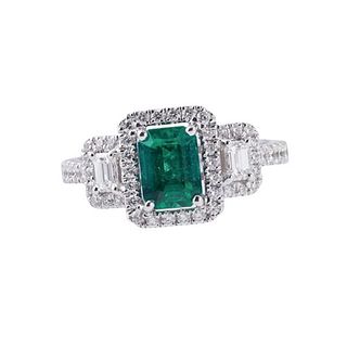 Certified 1.07ct Emerald Diamond 18k Gold Ring