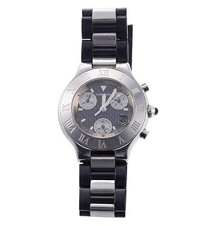 Cartier Chronoscaph 21 Steel Chronograph Watch 2424