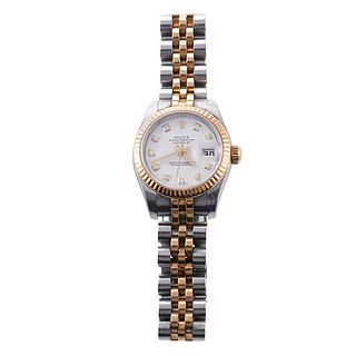 Rolex Datejust 18k Gold Steel Diamond Lady&#39;s Watch 179173