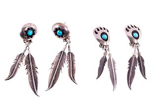 Navajo Silver & Turquoise Shadowbox Earrings