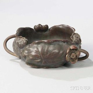 Albert Lenormand (French, 20th Century)      Bronze Lotus-form Bowl