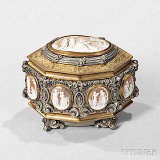 Continental Cameo-mounted Bronze Casket