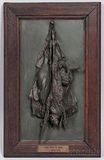 Pierre-Jules Mene (French, 1810-1879)      Bronze Plaque The Day's Bag