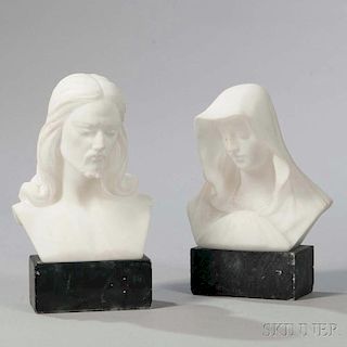 After Giuseppe Bessi (Italian, 1857-1922)      Pair of Alabaster Figural Busts