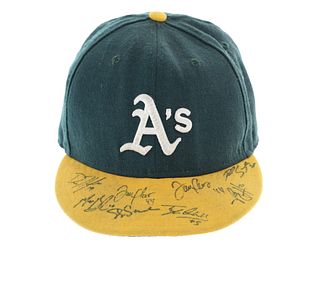 Signed Oakland A's 10" L Hat With Eight Signatures