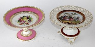 Lot of 2 English porcelain compotes