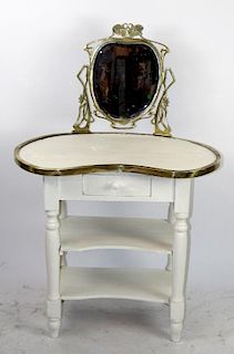 Painted vanity with Art Nouveau style mirror