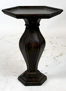 Leather wrapped octagonal side table