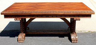 Spanish Revival carved walnut table