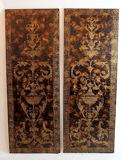 Pair of decorative crackle finish panels