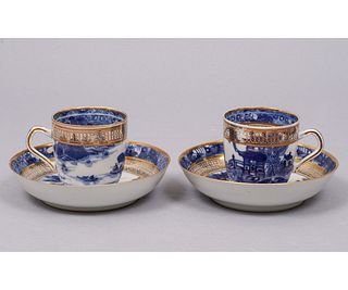 PAIR CHINESE PORCELAIN CUPS/SAUCERS