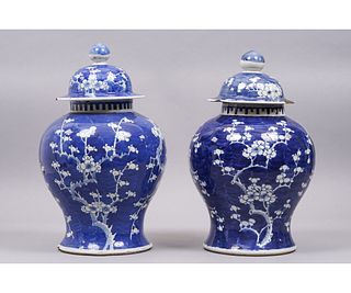 PAIR CHINESE PORCELAIN PALACE URNS