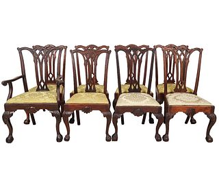SET OF 8 CHIPPENDALE STYLE DINING CHAIRS