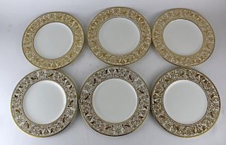 6 "Gold Florentine" Wedgwood dinner plates