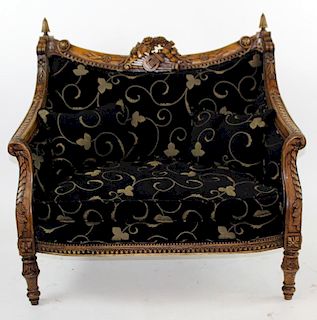 Louis XVI style carved mahogany settee