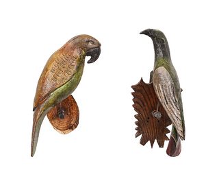 CARVED PARROT AND BIRD