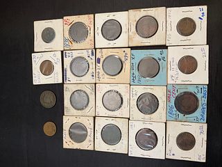 Group of 20 US Half Cent, One Cent and Two Cent Coins