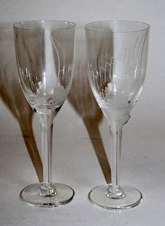 Pair of Lalique Angel champagne flutes