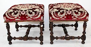 Pair of French walnut foot stools