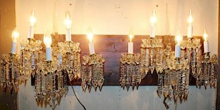 Pair of antique Italian crystal wall sconces
