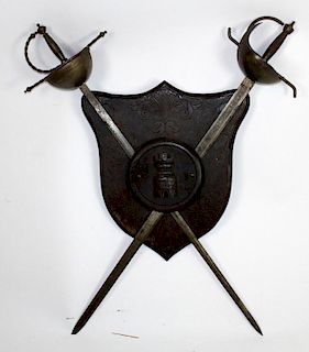 French Armorial coat of arms with crossed swords