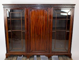 English mahogany 3 door bookcase
