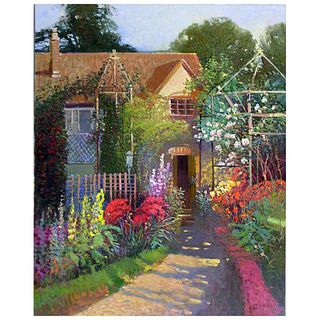 Ming Feng, "Scented Pathway" Original Oil Painting on Canvas, Hand Signed with Letter of Authenticity.