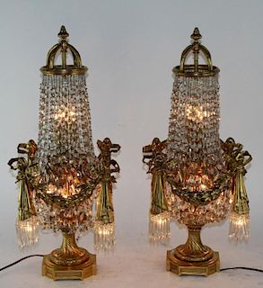 Pair of Louis XVI gilt bronze lamps