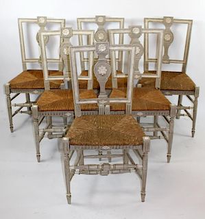 Set of 6 French neo-classical chairs