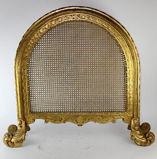 Louis XVI style caned firescreen