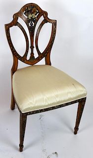 Maitland Smith shield back floral painted chair