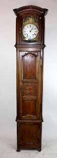 French Provincial tall clock in walnut