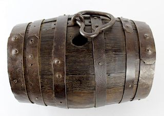 French wood & iron mini wine barrel