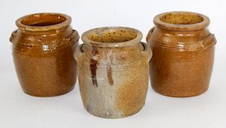 Lot of 3 French glazed terra cotta pots