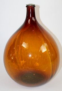 French amber glass demi-john wine bottle