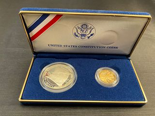 1987 200th Anniversary US Constitution We The People Silver and Gold Coin Set