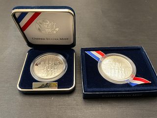 2002 U.S. Military Academy Bicentennial Proof Silver Dollar and Uncirculated Silver Dollar